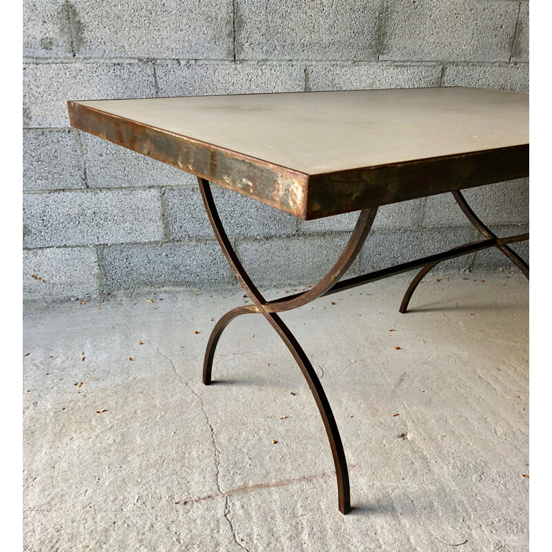 Vintage wrought iron and cement table or desk 1960