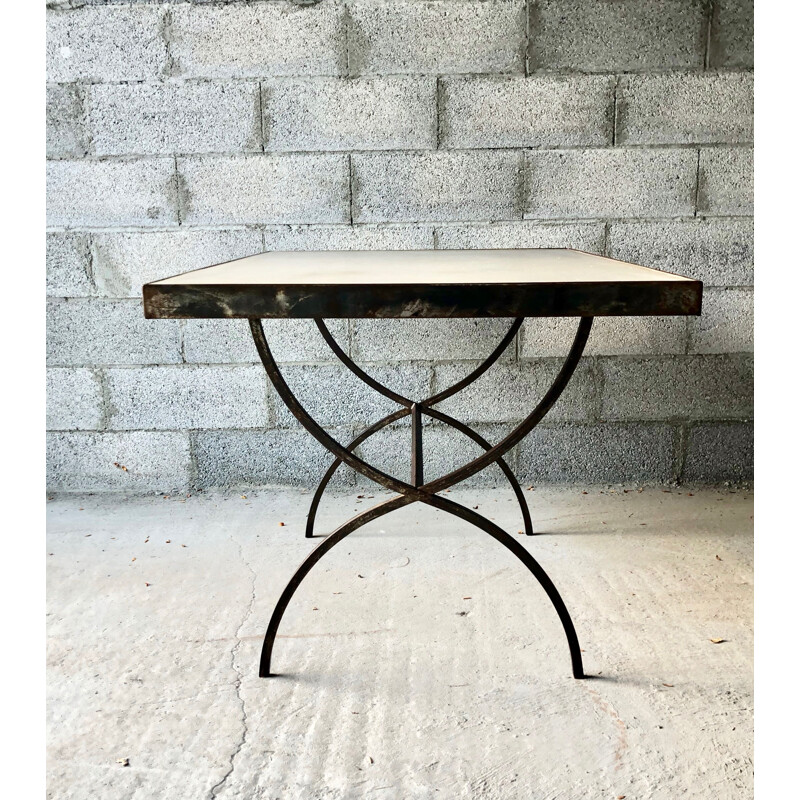 Vintage wrought iron and cement table or desk 1960