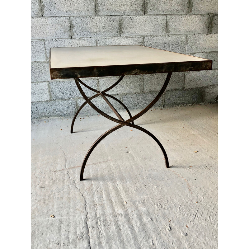 Vintage wrought iron and cement table or desk 1960