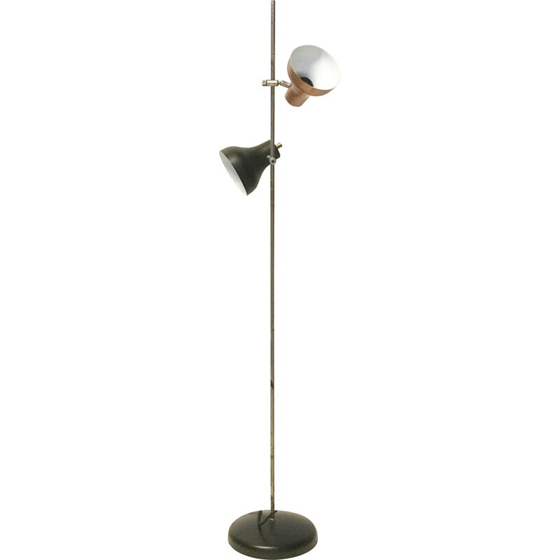 Mid-Century Black & Copper Spotlight Floor Lamp