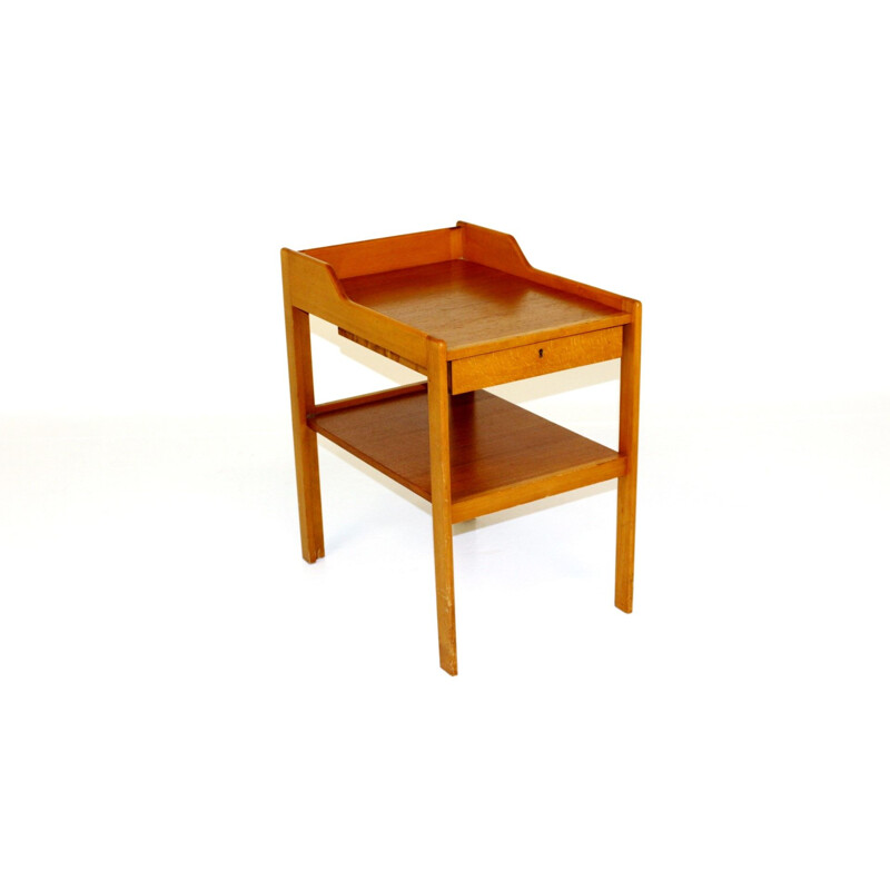 Teca vintage e mesa de cabeceira de faia por C.A. Acking, Suécia, 1960