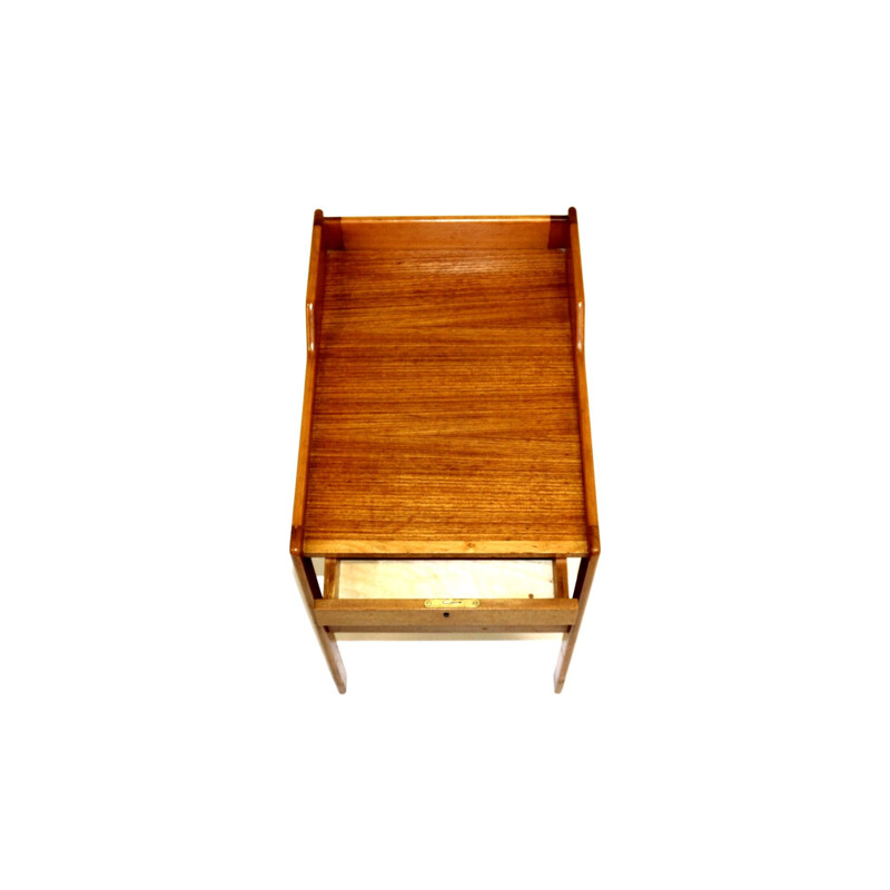 Teca vintage e mesa de cabeceira de faia por C.A. Acking, Suécia, 1960