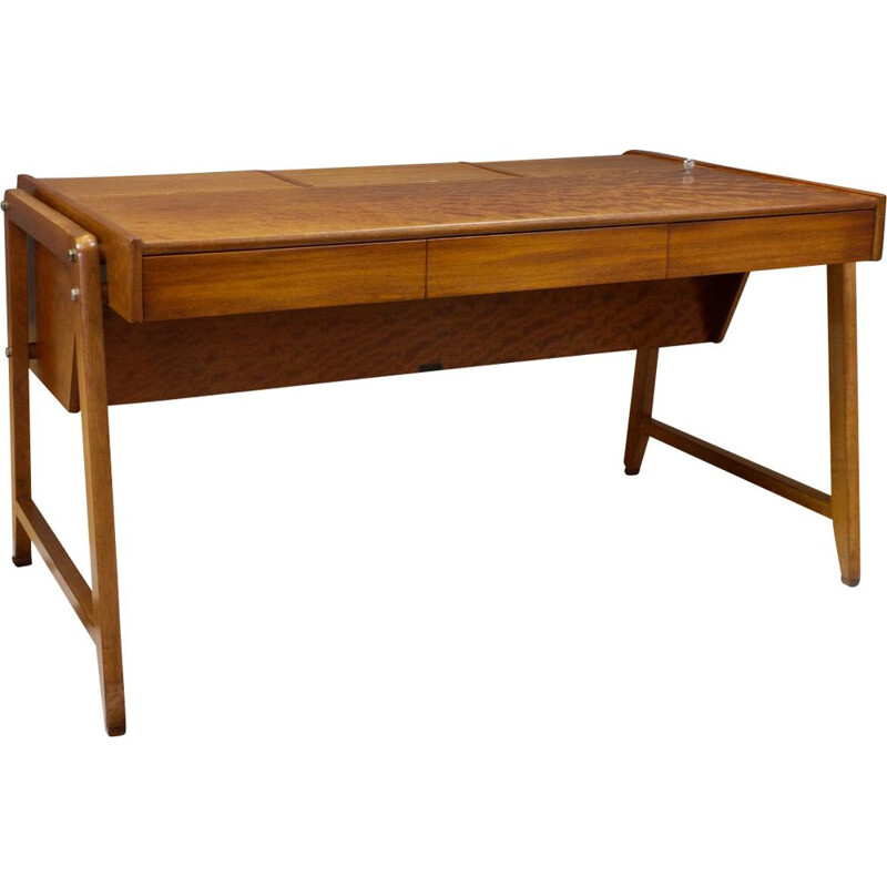 Bureau vintage en acajou matelassé par Clausen en Maurus 1960