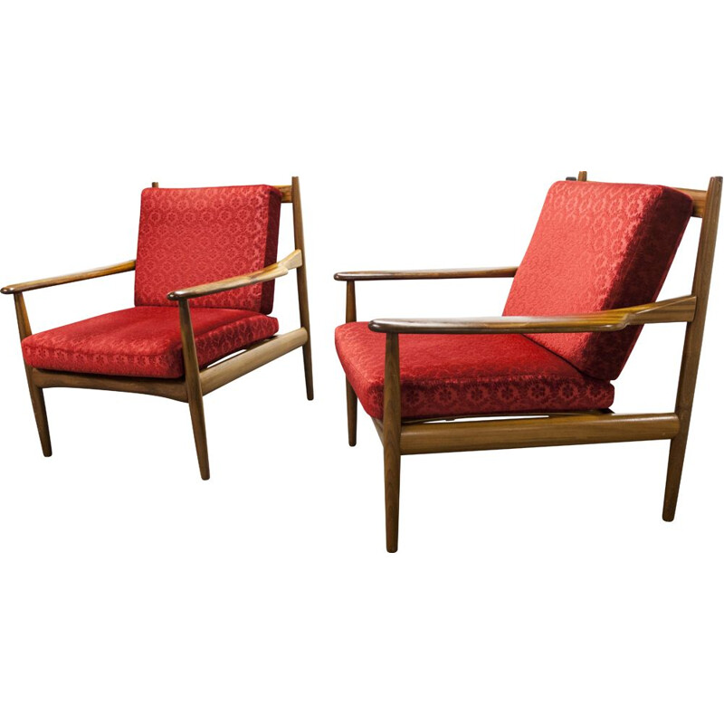 Pair of vintage armchairs Jalk Grete Scandinavian 1960