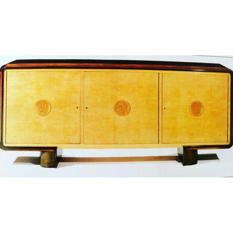 Mid-century sideboard in beechwood, sycamore and rosewood, Jean ROYERE - 1950s