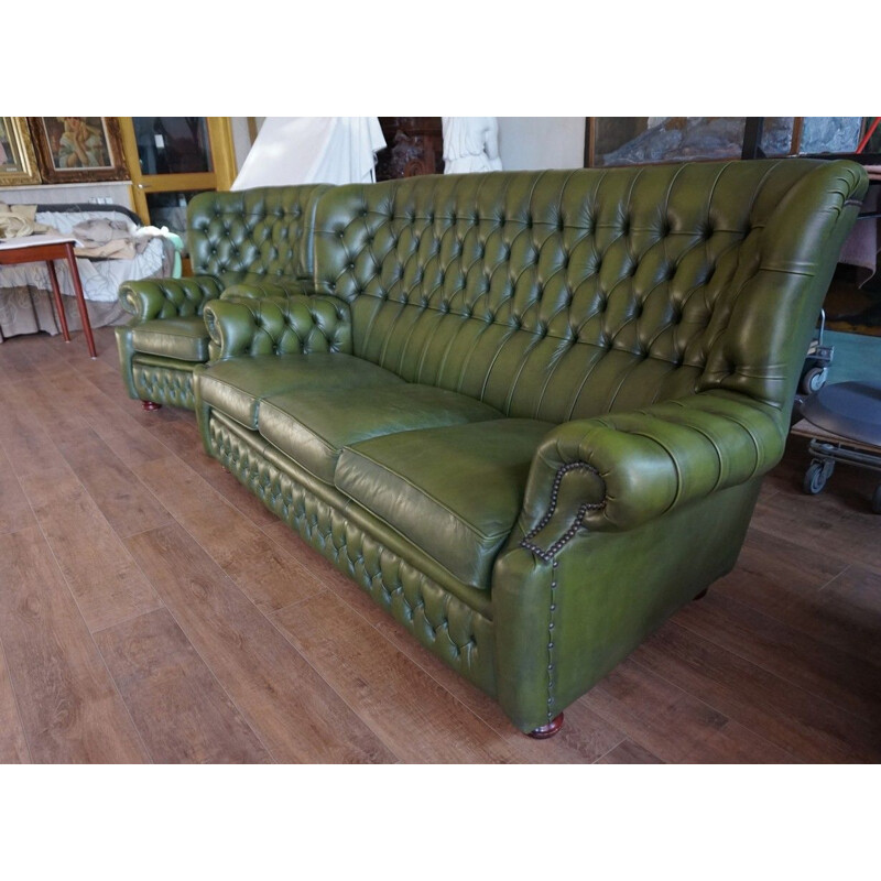 Set of 3 vintage Chesterfield Sofa & Armchairs from Springvale English 1990s