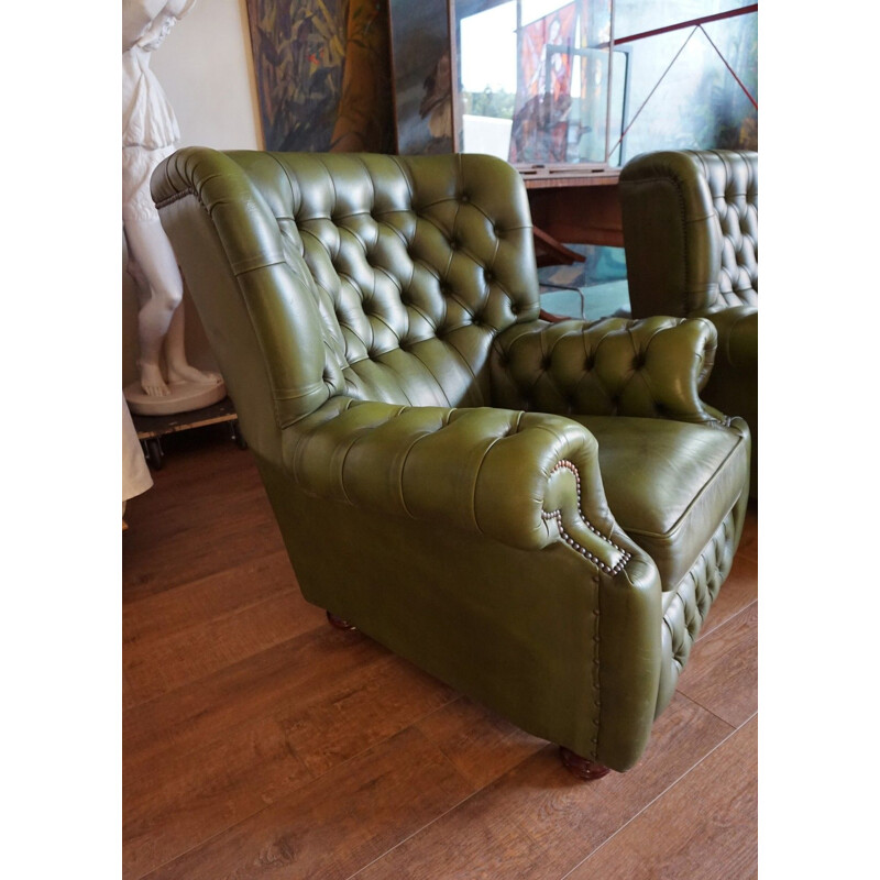 Set of 3 vintage Chesterfield Sofa & Armchairs from Springvale English 1990s