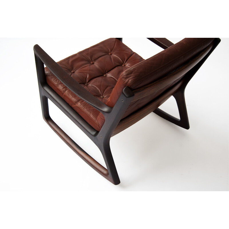 Cado Danish rocking chair in rosewood and leather, Ole WANSCHER - 1960s