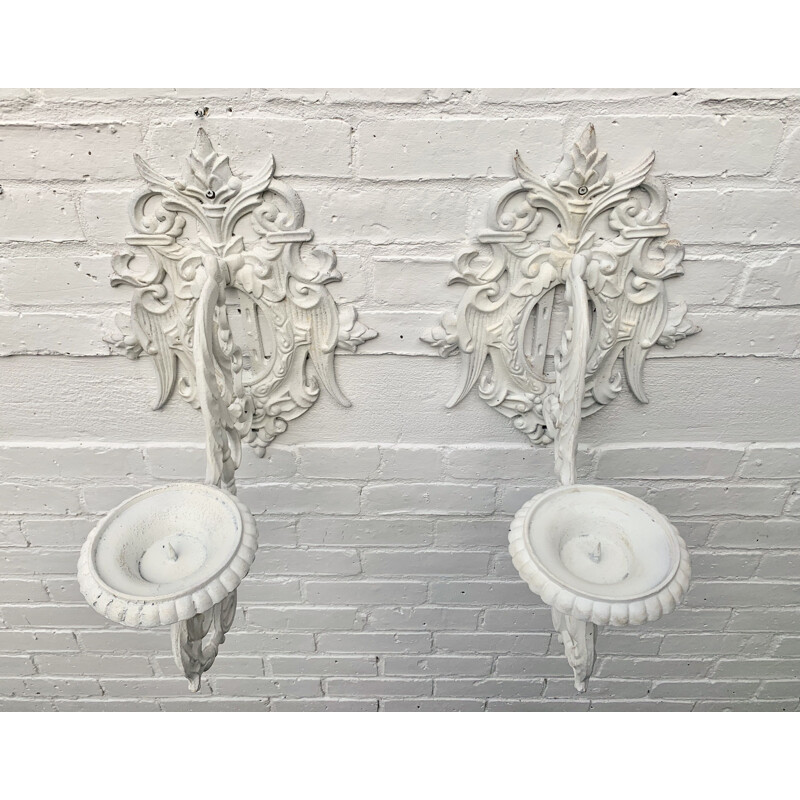 Pair of vintage Antique Cast Iron Wall Candle Holders 