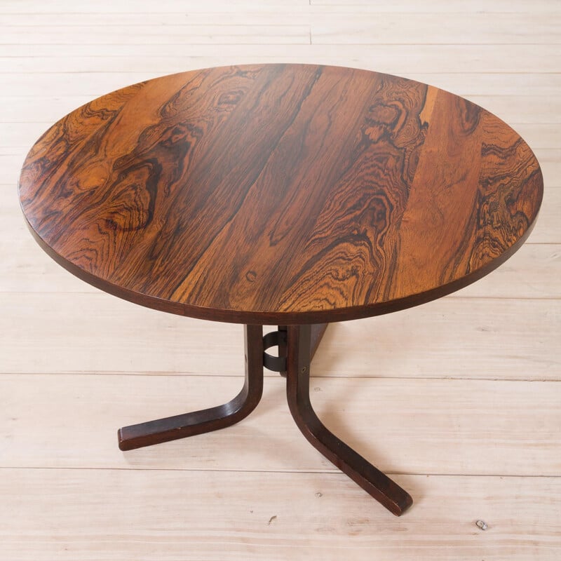 Vintage round side table in rosewood by Ganddal Møbelfabrikk, Scandinavian Norway 1970s