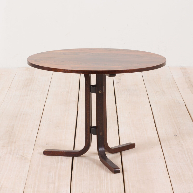 Vintage round side table in rosewood by Ganddal Møbelfabrikk, Scandinavian Norway 1970s