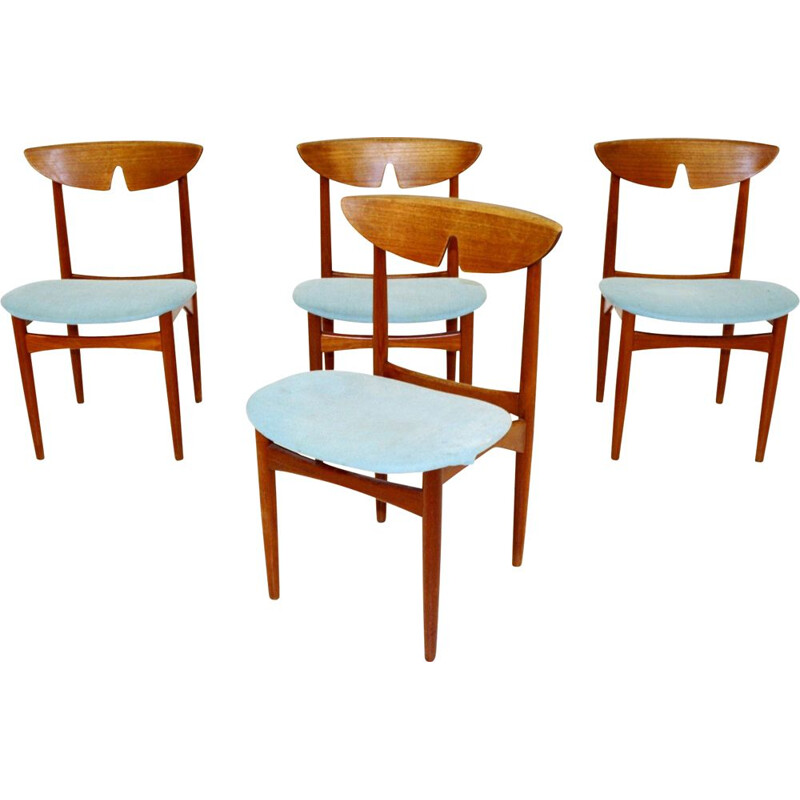 Conjunto de 4 cadeiras de teca vintage, Dinamarca, 1960