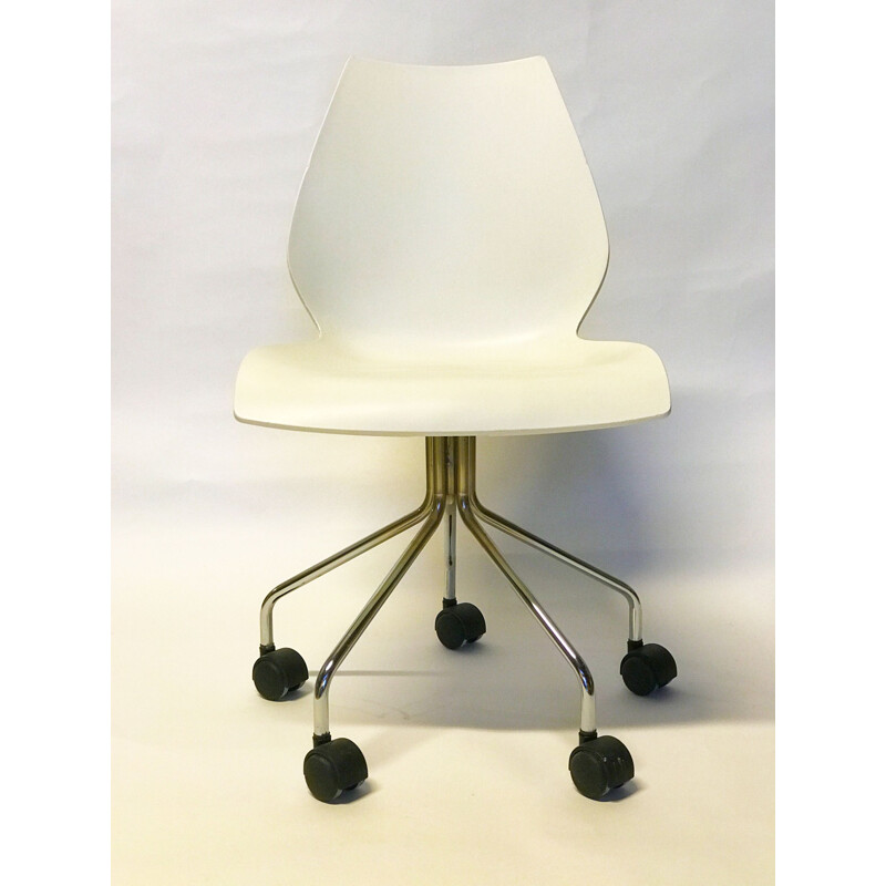 Sedia vintage su rotelle di Vico Magistretti per Kartell Maui Swivel