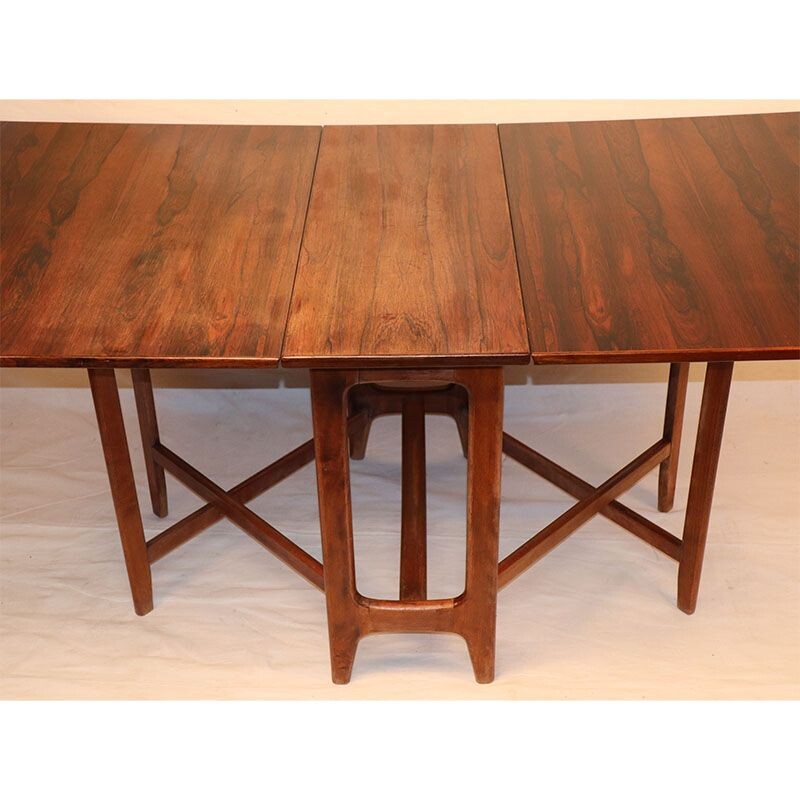 Vintage extensible table in rosewood by Bendt Winge, scandinavian 1960