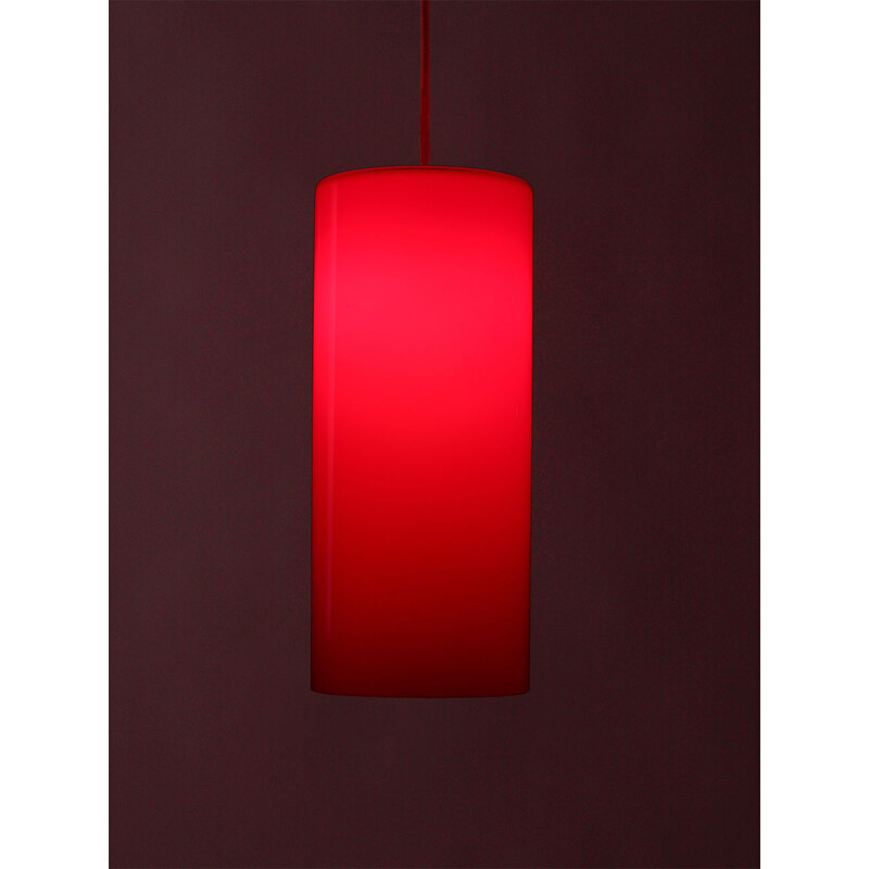 Suspension vintage en verre rouge 1960