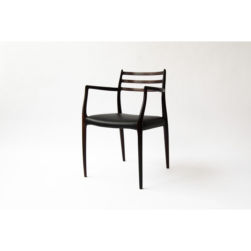 J.L Moller Mobelfabrik armchair in rosewood and leather, Niels O. MOLLER - 1960s