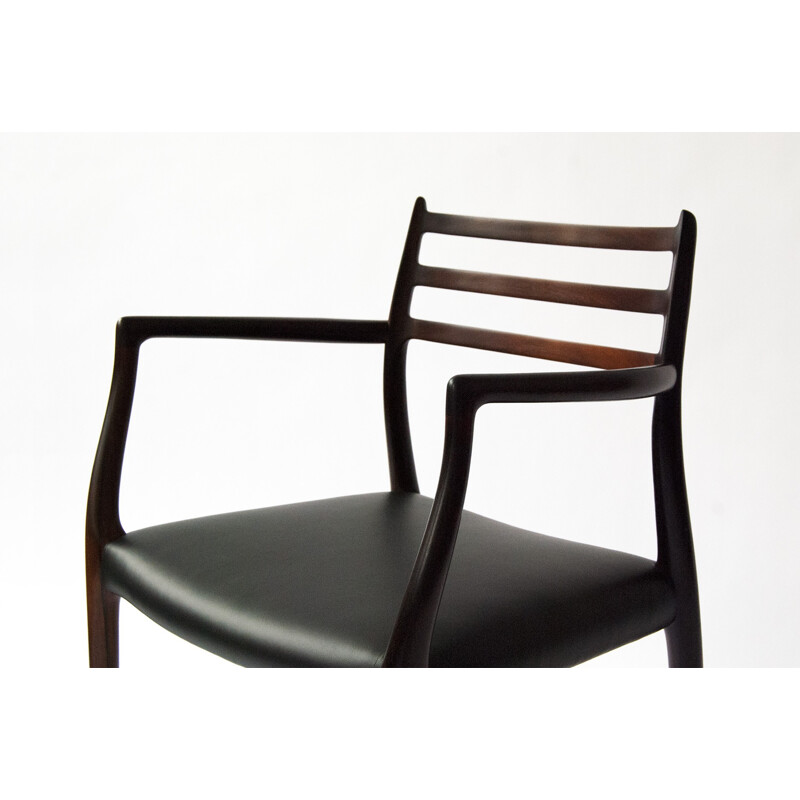 J.L Moller Mobelfabrik armchair in rosewood and leather, Niels O. MOLLER - 1960s