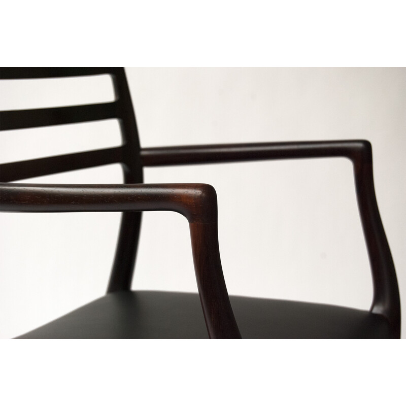 J.L Moller Mobelfabrik armchair in rosewood and leather, Niels O. MOLLER - 1960s