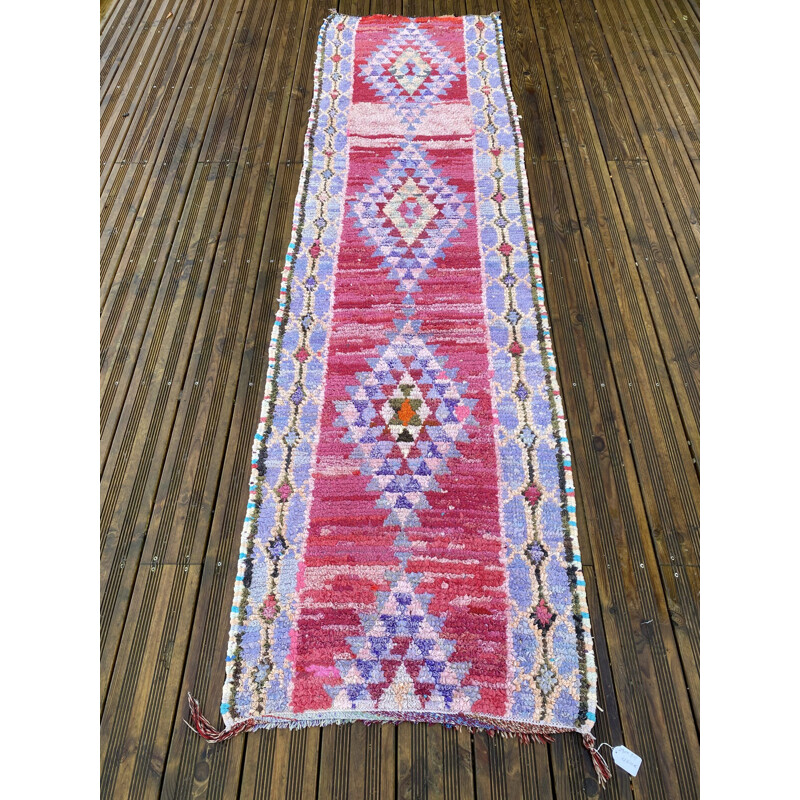Grande tappeto Boucherouite rosso d'epoca