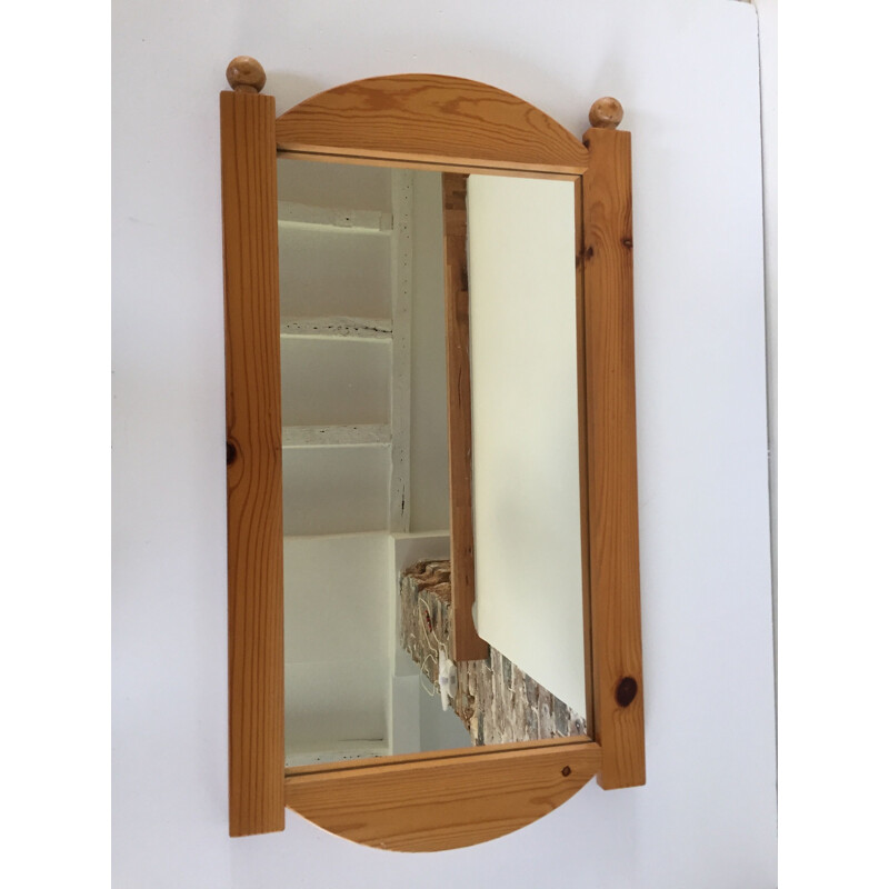 Vintage Fir Wood Mirror 1980