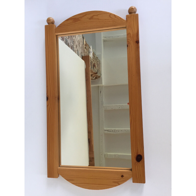 Miroir vintage en Bois de Sapin 1980