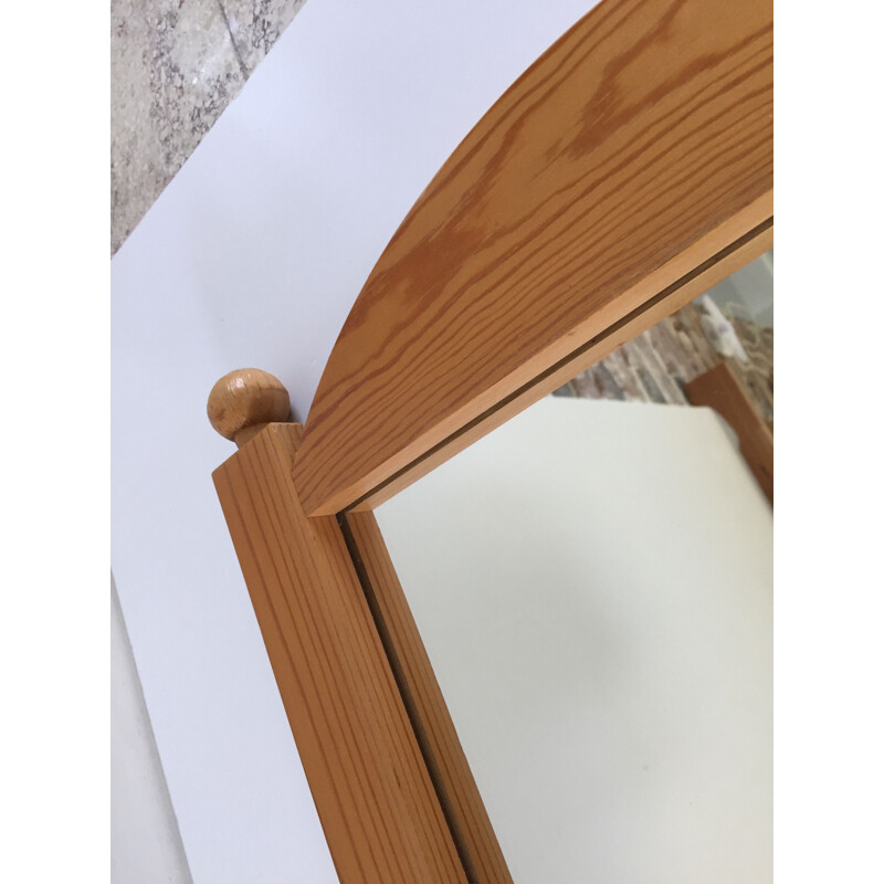 Vintage Fir Wood Mirror 1980