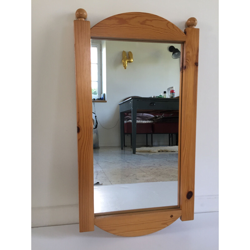 Vintage Fir Wood Mirror 1980