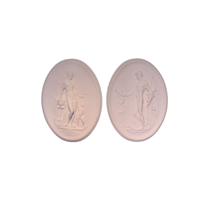 Pair of Vintage Bas-reliefs with mythological subjects Aphrodite and Adonis 1970s