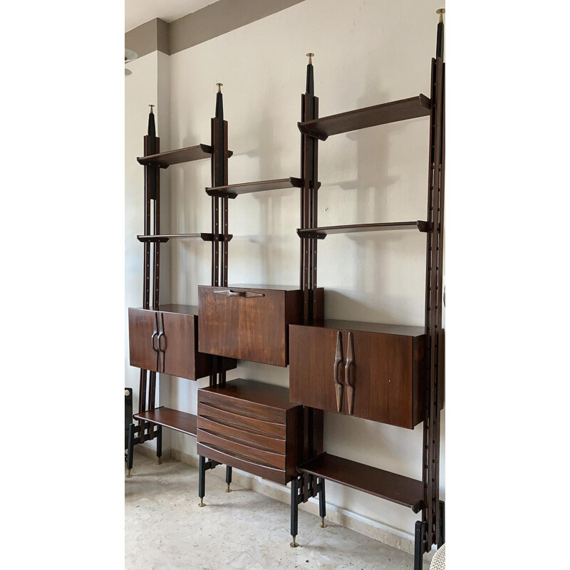 Vintage Modular rosewood bookcase to Franco Albini, 1960s