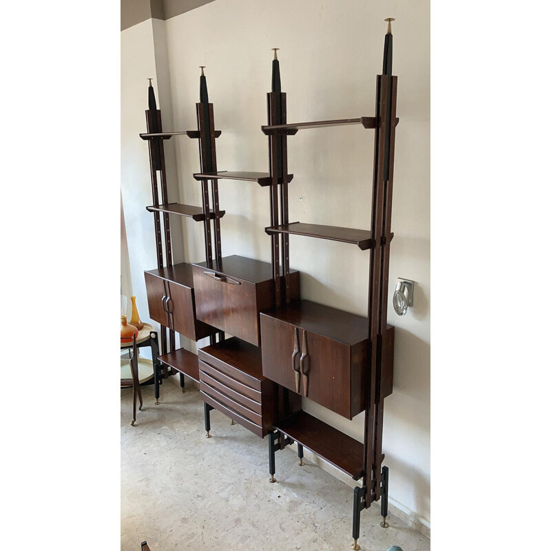 Vintage Modular rosewood bookcase to Franco Albini, 1960s