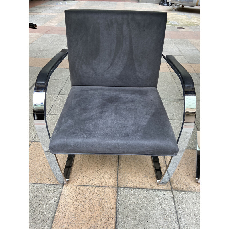 Pair of vintage grey armchairs Mies Van Der Rohe 2000