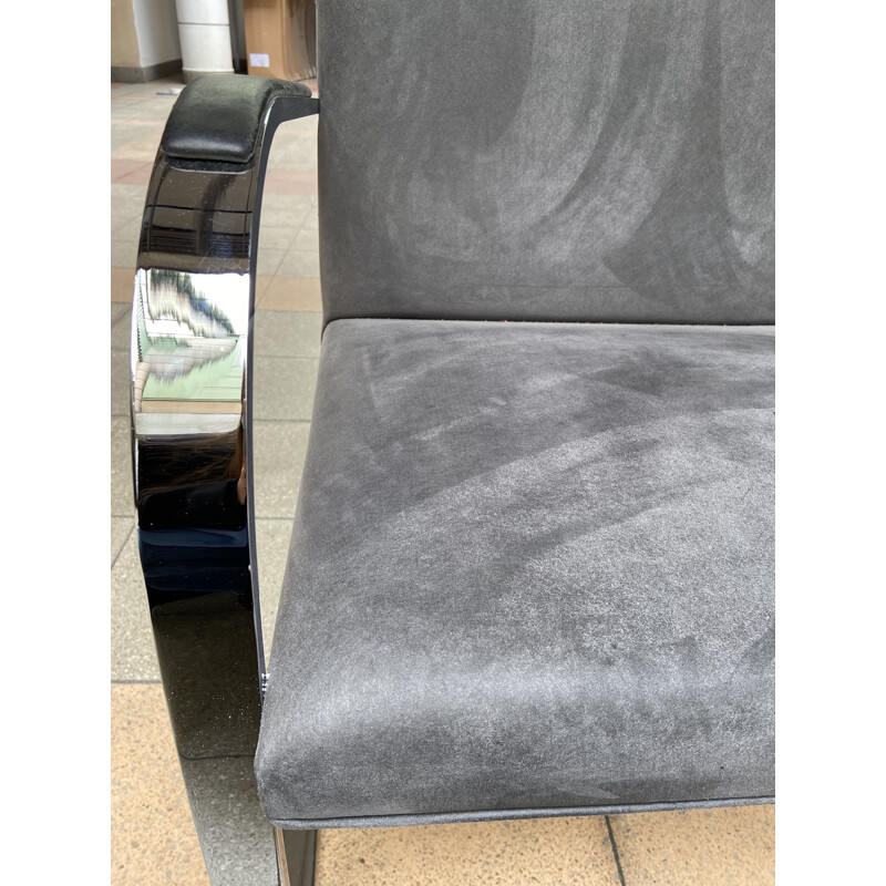 Pair of vintage grey armchairs Mies Van Der Rohe 2000