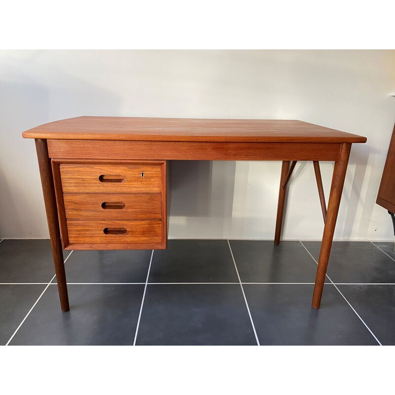 Vintage scandinavian teak desk 3 drawers Danish 1960