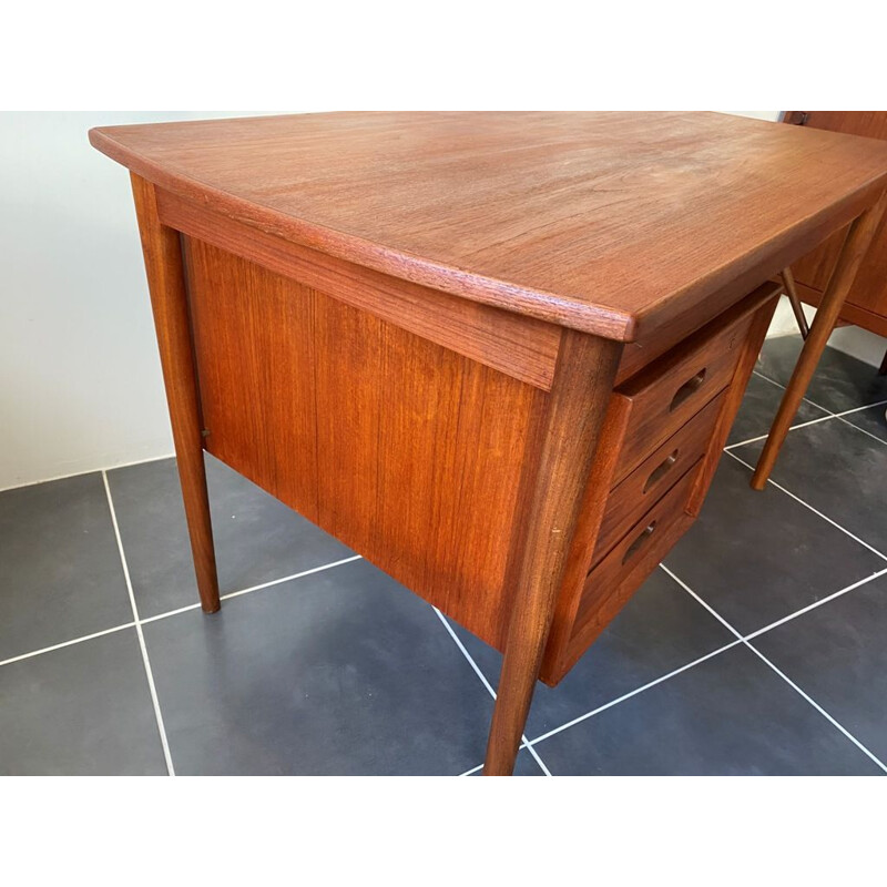Vintage scandinavian teak desk 3 drawers Danish 1960