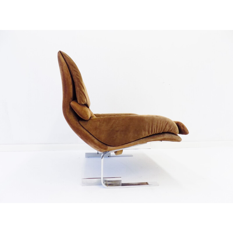 Vintage Onda suede lounge chair by Giovanni Offredi Saporiti Italia