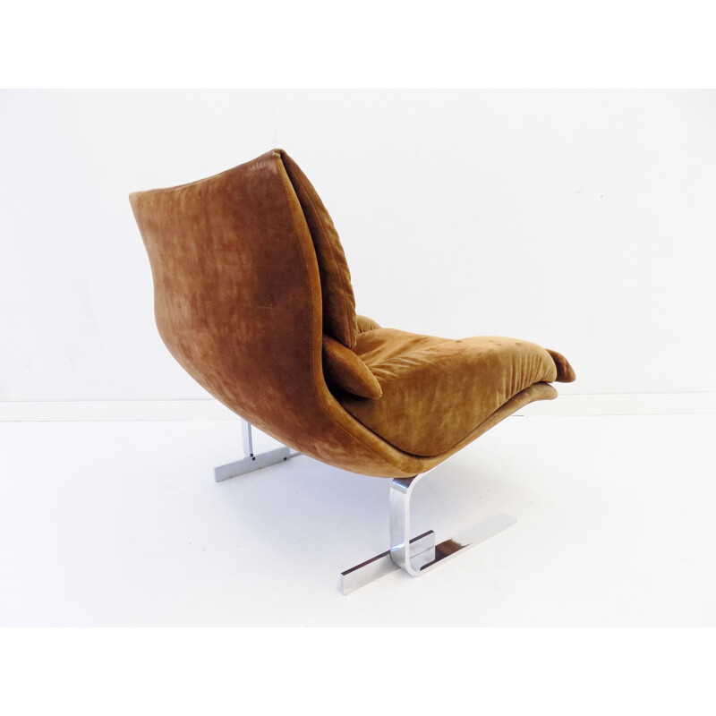 Vintage Onda suede lounge chair by Giovanni Offredi Saporiti Italia