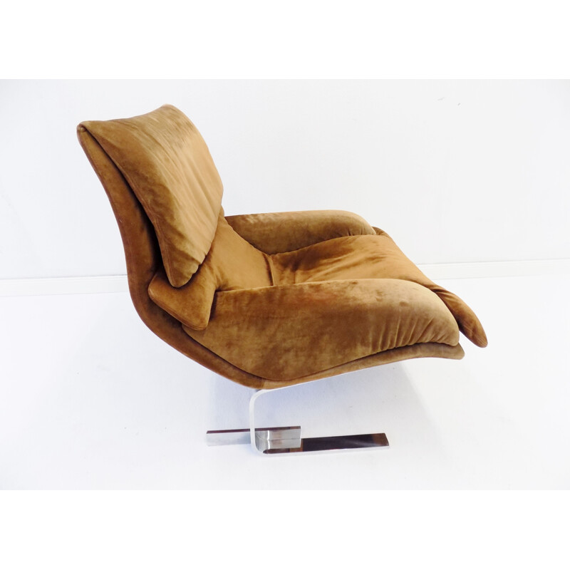 Vintage Onda suede lounge chair by Giovanni Offredi Saporiti Italia