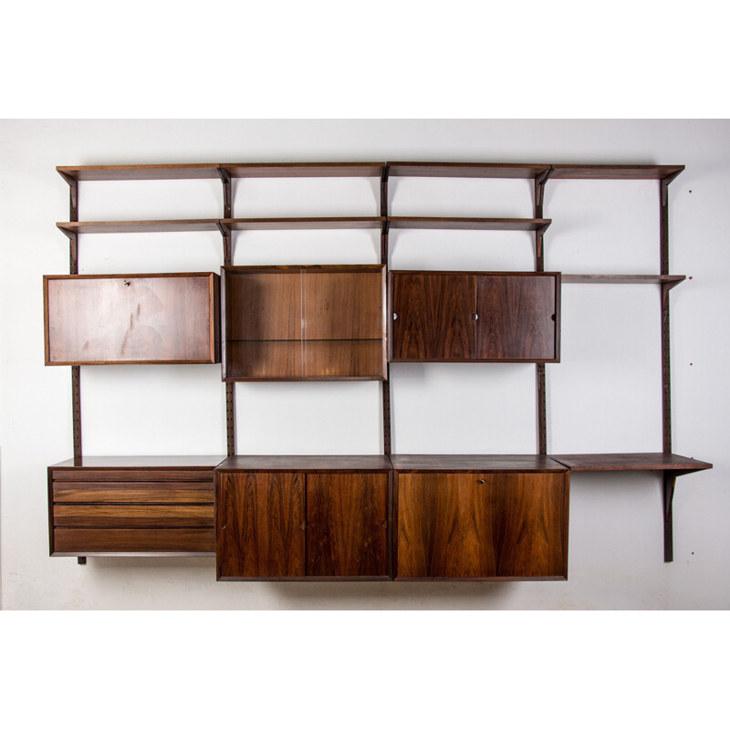 Grande étagère vintage modulable en Palissandre de Rio par Poul Cadovius Danoise 1960