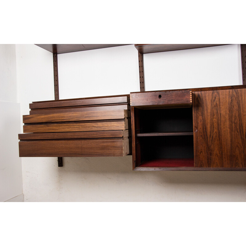 Grande étagère vintage modulable en Palissandre de Rio par Poul Cadovius Danoise 1960