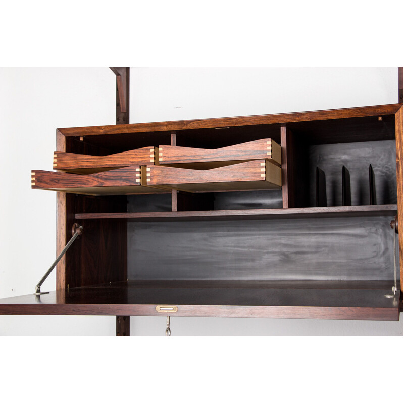 Large modular vintage shelf in Rio Rosewood by Poul Cadovius Danish Poul 1960