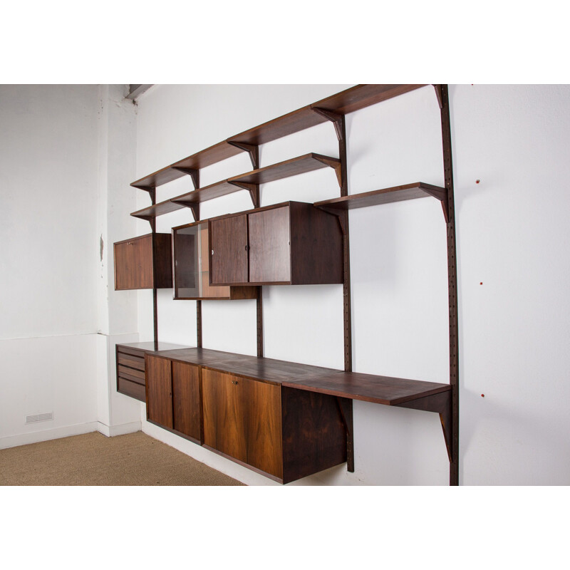 Large modular vintage shelf in Rio Rosewood by Poul Cadovius Danish Poul 1960