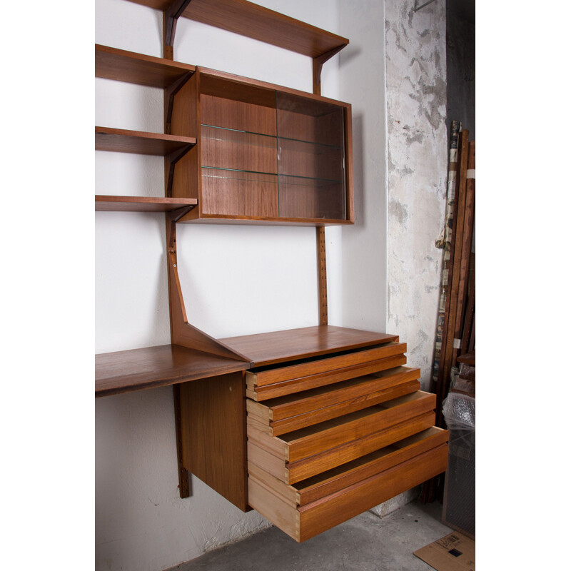 Vintage large modular teak shelf by Poul Cadovius, Denmark 1960