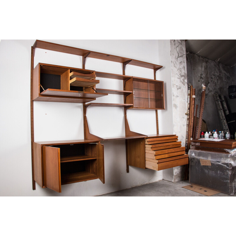 Vintage large modular teak shelf by Poul Cadovius, Denmark 1960