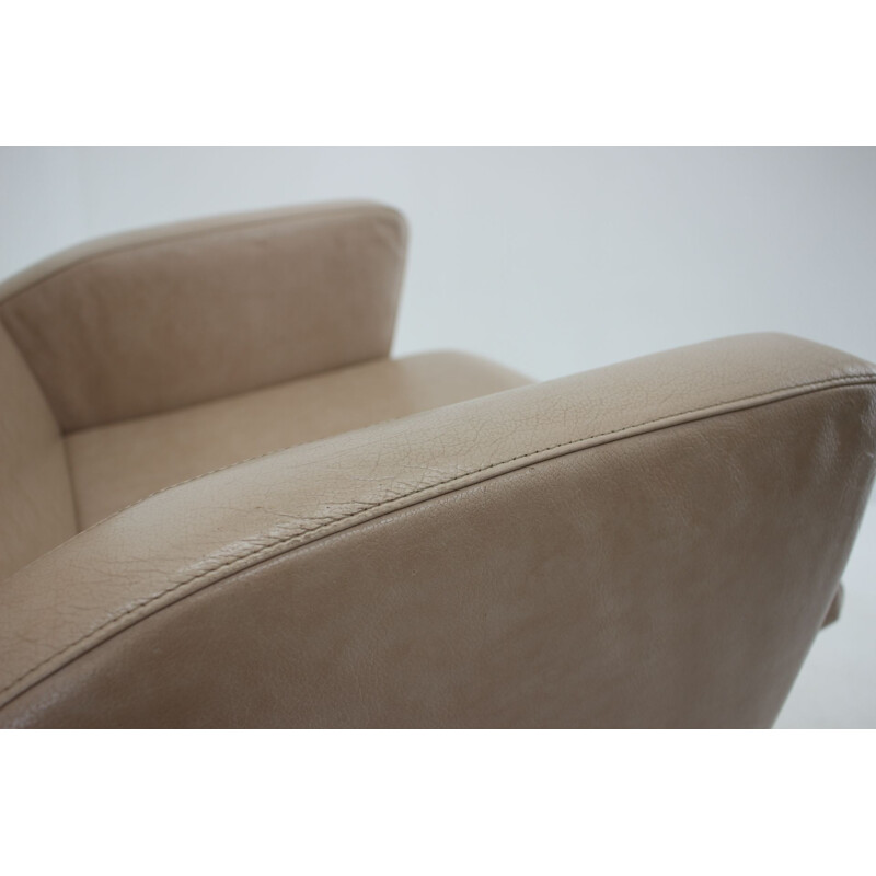 Set of 3 vintage leather armchairs by Miroslav Navrátil, Czechoslovakia 1970