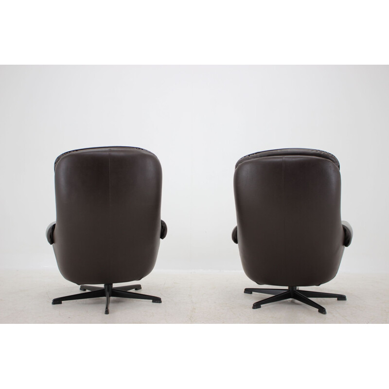 Pair of vintage leather lounge armchairs by Peem, Scandinavia 1970