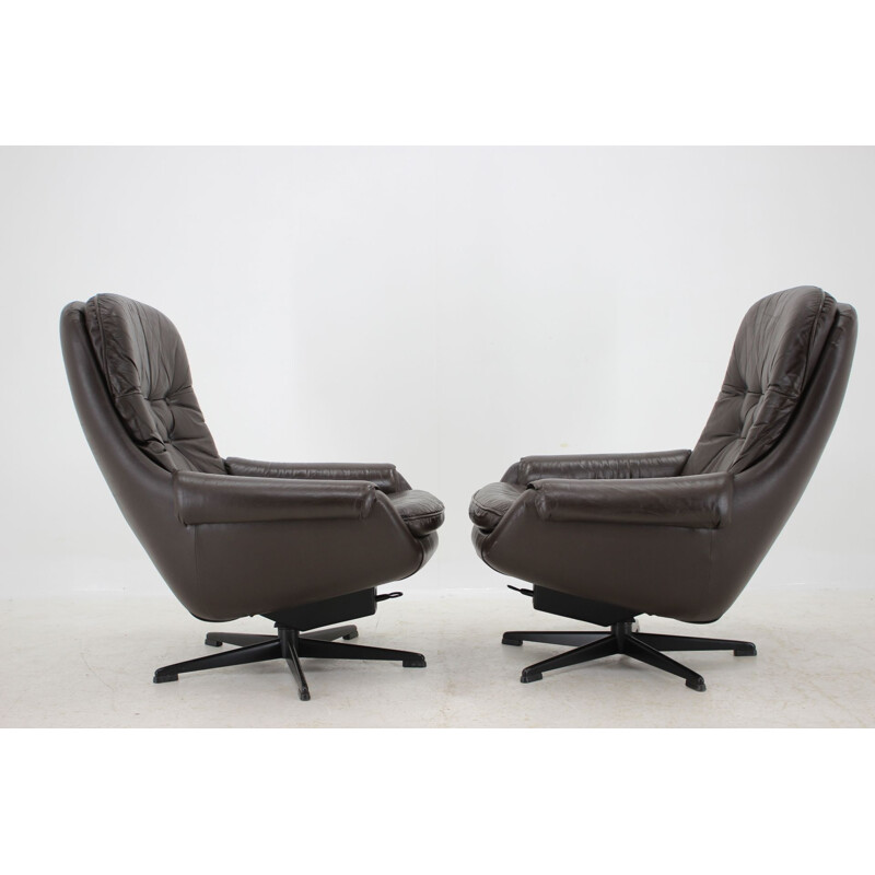 Pair of vintage leather lounge armchairs by Peem, Scandinavia 1970