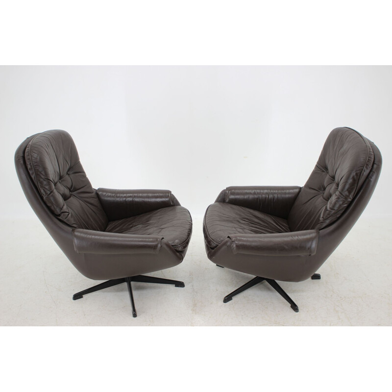 Pair of vintage leather lounge armchairs by Peem, Scandinavia 1970