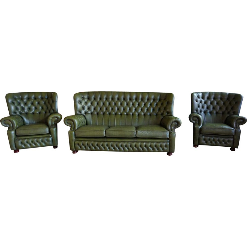 Ensemble de 3 canapés et fauteuils Chesterfield vintage de Springvale Anglais 1990