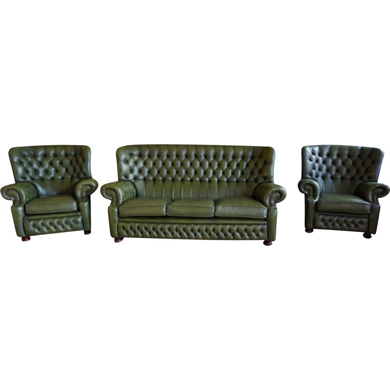 Set of 3 vintage Chesterfield Sofa & Armchairs from Springvale English 1990s