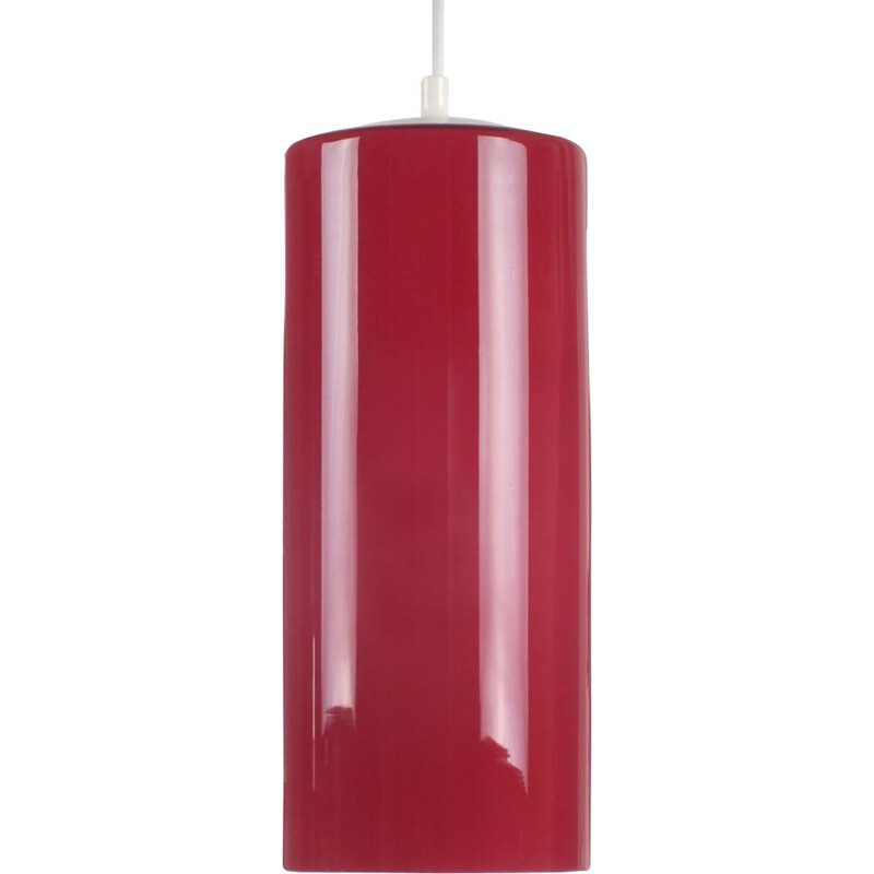 Suspension vintage en verre rouge 1960